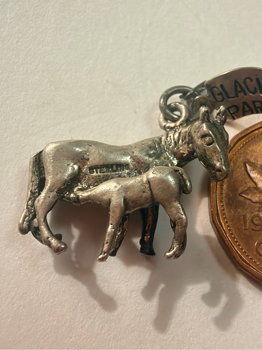 Sterling Silver Horse and Foal Charm  - Unbranded